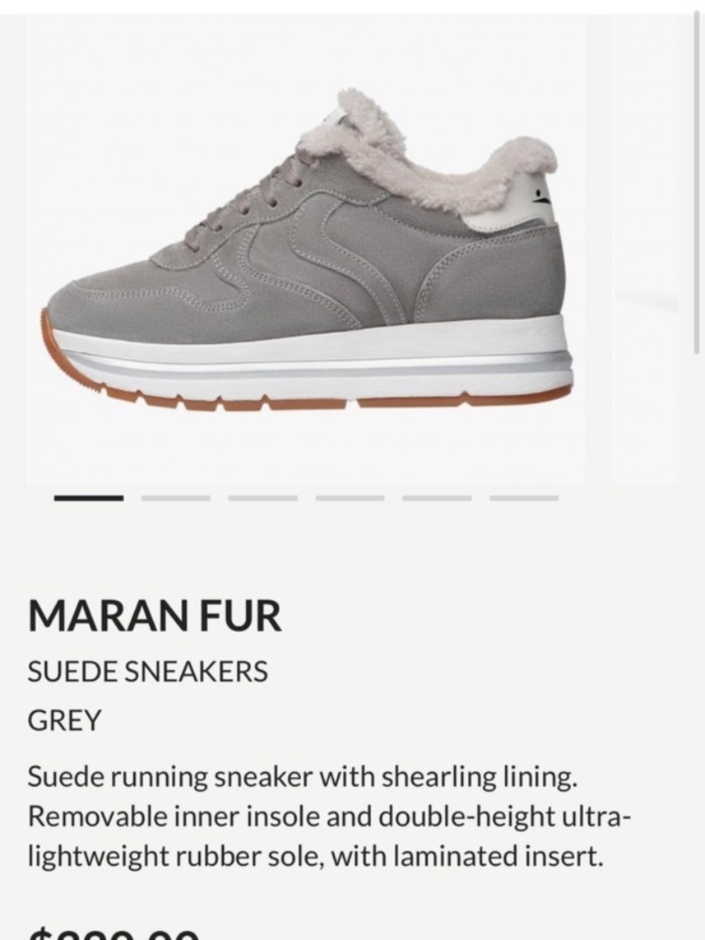 VOILE BLANCHE MARAN Fur Suede Sneakers in Grey - 8.5